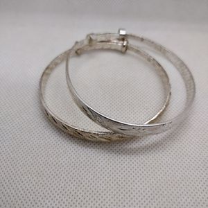 Bangle Silver Tone Etched Bracelet Set